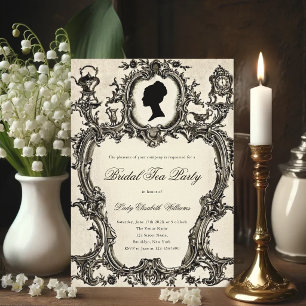 Vintage Regency Rococo Bridal Shower Tea Party Invitation