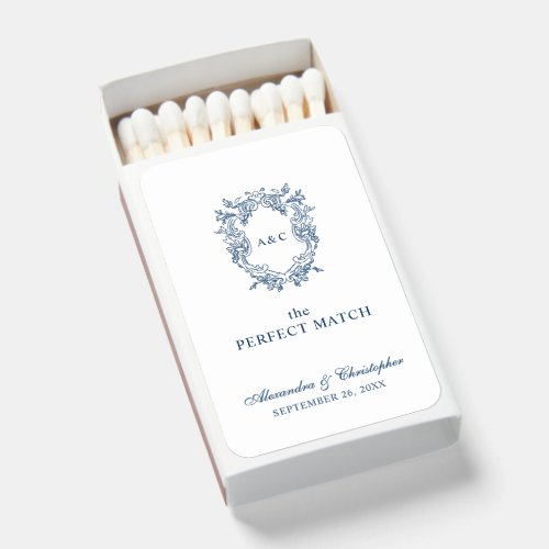 Vintage Regency Style Monogram Crest Wedding Matchboxes