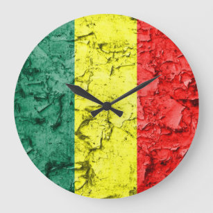 Vintage reggae flag large clock