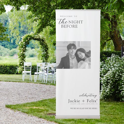 Vintage Rehearsal Dinner Black and White Retractable Banner