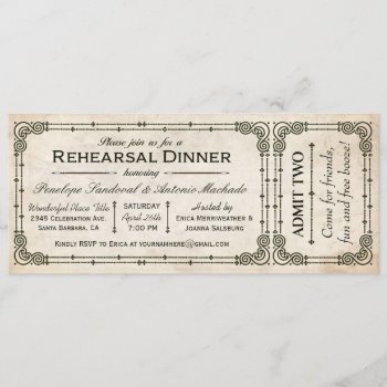 Vintage Rehearsal Dinner Ticket Invitations I by Anything_Goes at Zazzle