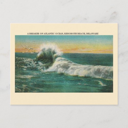 Vintage Rehoboth Beach Breaker Wave Postcard