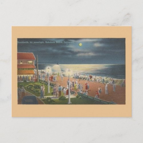 Vintage Rehoboth Beach by Moonlight Post Card
