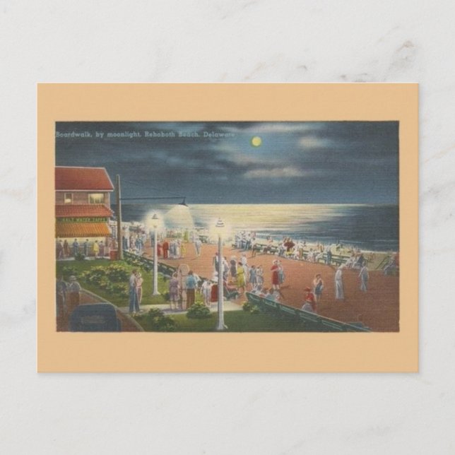 Vintage Rehoboth Beach by Moonlight Post Card (Front)