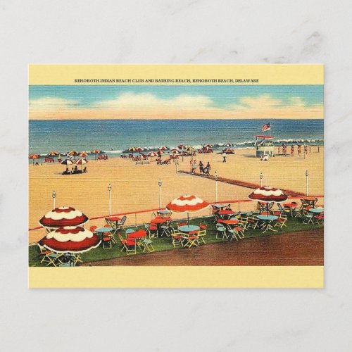 Vintage Rehoboth Indian Beach Club Postcard