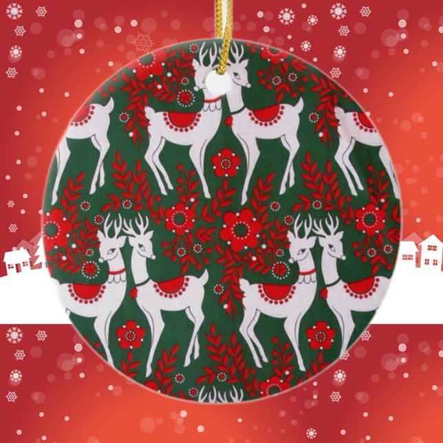 Vintage Reindeer Ceramic Ornament (Creator Uploaded)