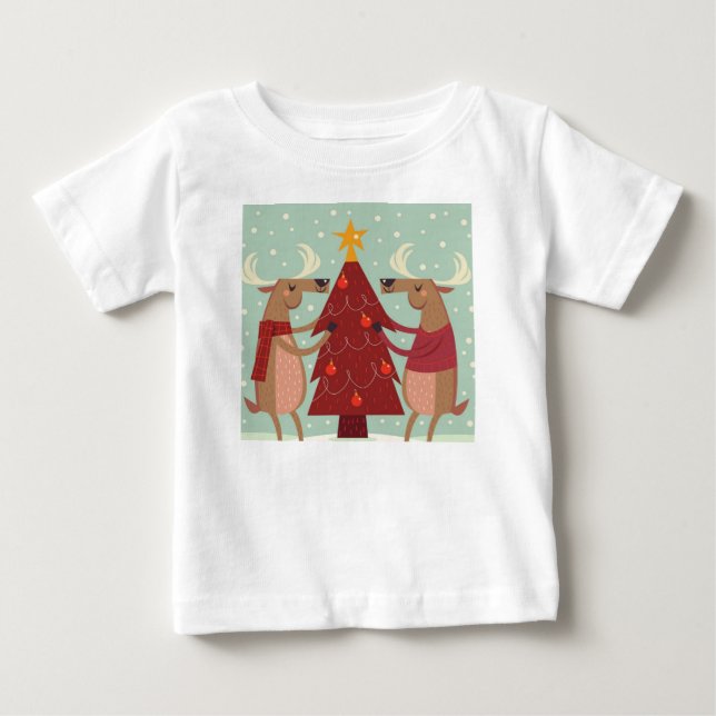 Vintage reindeer Christmas Baby T-Shirt (Front)