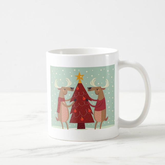 Vintage reindeer Christmas Coffee Mug (Right)