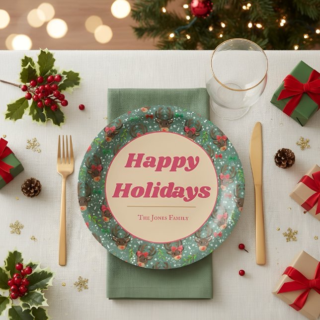 Vintage Reindeer Christmas  Paper Plates (Creator Uploaded)