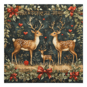 Vintage Reindeer Christmas Photo Print