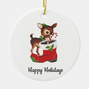 Vintage Reindeer Holiday Ornament 