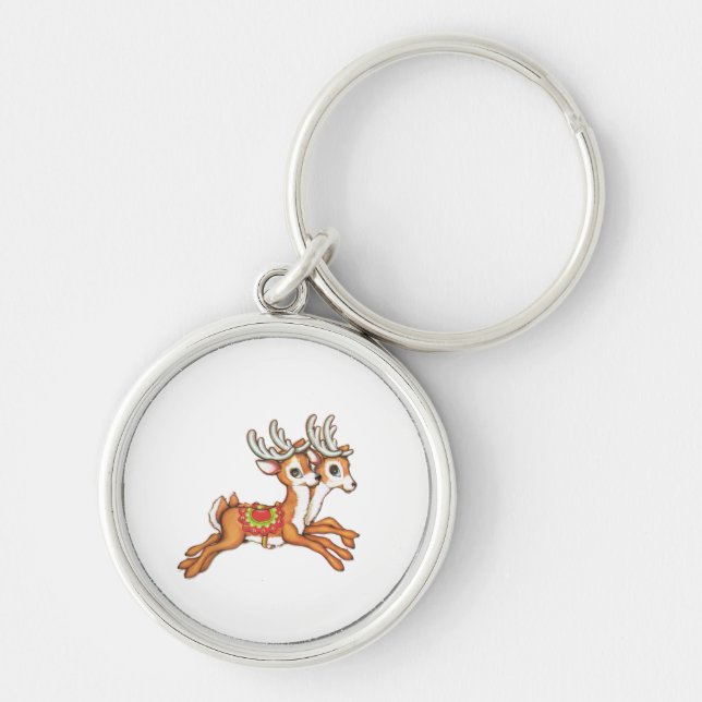 Vintage Reindeer Keychain (Front)