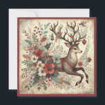 Vintage Reindeer Merry Christmas  Holiday Card<br><div class="desc">Elegant vintage Christmas greeting card with one of Santa's reindeer.  Personalized on the back with your message and name. Contact me for assistance with your customization or to request additional matching or coordinating Zazzle products.</div>