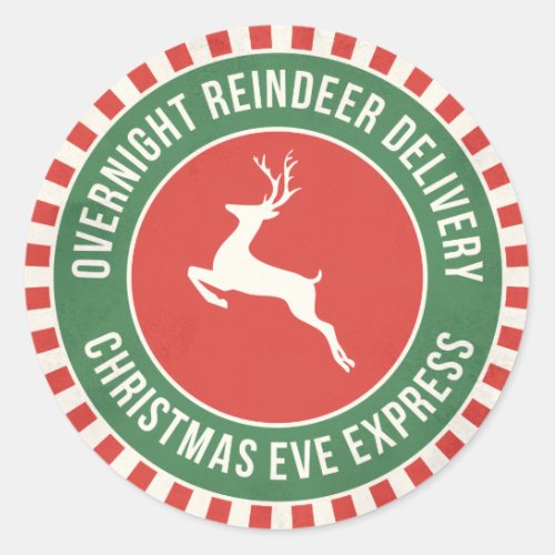Vintage reindeer North Pole delivery gift sticker