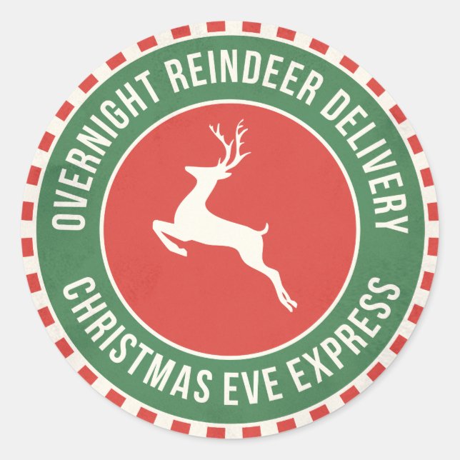 Vintage reindeer North Pole delivery gift sticker (Front)
