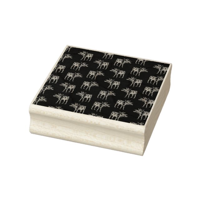 Vintage Reindeer Pattern Christmas & Animals Black Rubber Stamp (Stamp)