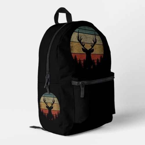 Vintage Reindeer Silhouette Deer Head Printed Backpack