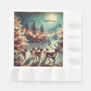 Vintage Reindeers and Christmas Lights Napkins