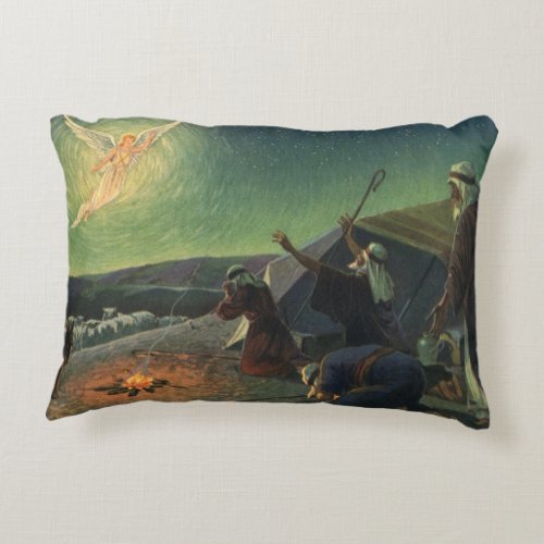 Vintage Religion Annunciation to the Shepherds Accent Pillow