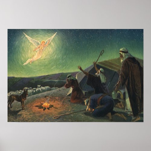 Vintage Religion Annunciation to the Shepherds Poster