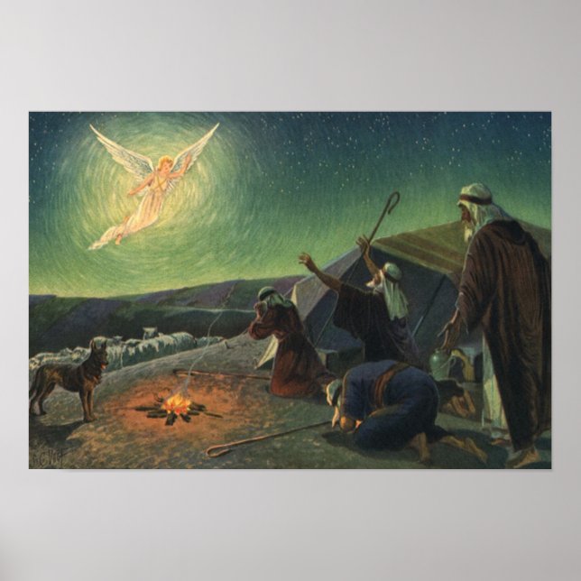 Vintage Religion, Annunciation to the Shepherds Poster (Front)