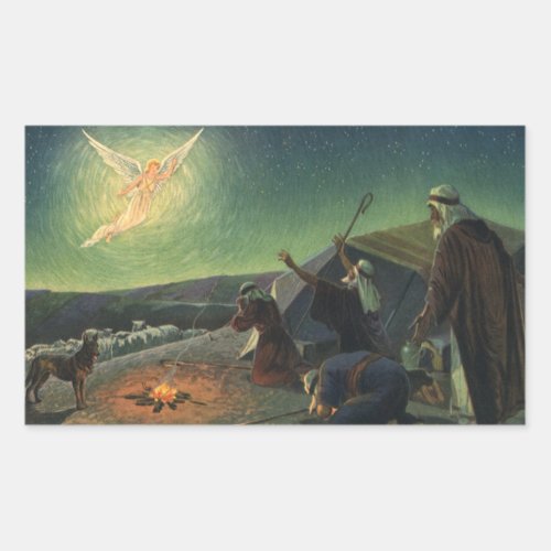 Vintage Religion Annunciation to the Shepherds Rectangular Sticker