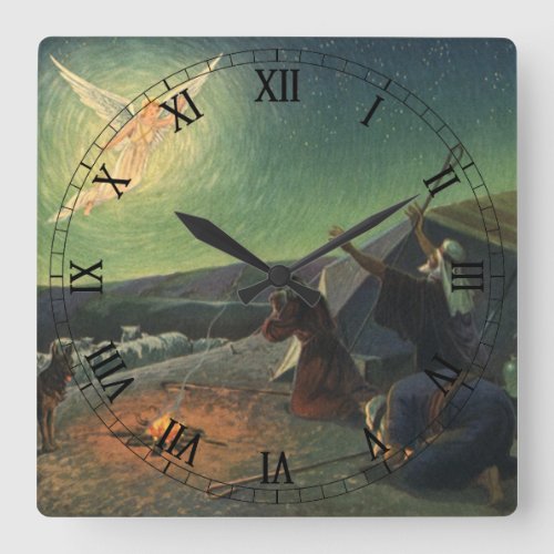 Vintage Religion Annunciation to the Shepherds Square Wall Clock