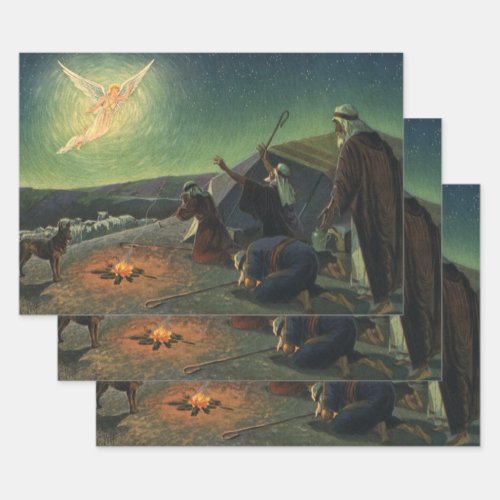 Vintage Religion Annunciation to the Shepherds Wrapping Paper Sheets