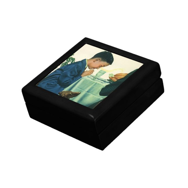 Vintage Religion, Boy Saying Grace at Thanksgiving Keepsake Box (Side)