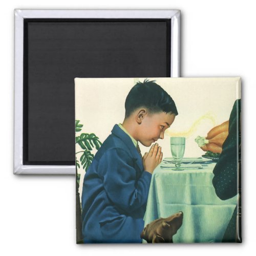 Vintage Religion Boy Saying Grace at Thanksgiving Magnet