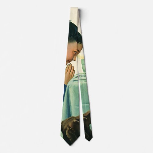 Vintage Religion Boy Saying Grace at Thanksgiving Neck Tie