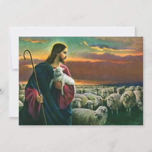 Vintage Religion Christ Good Shepherd with Flock
