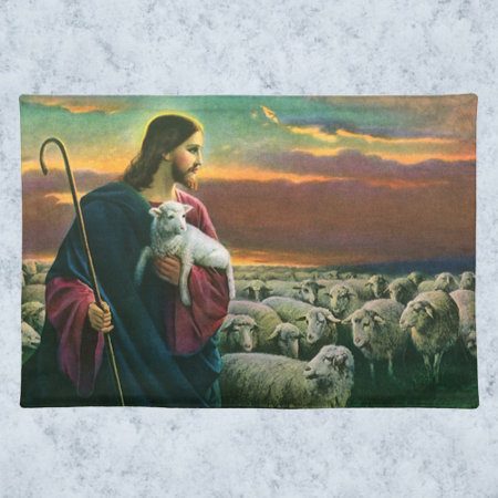Vintage Religion, Christ Good Shepherd With Flock Cloth Placemat
