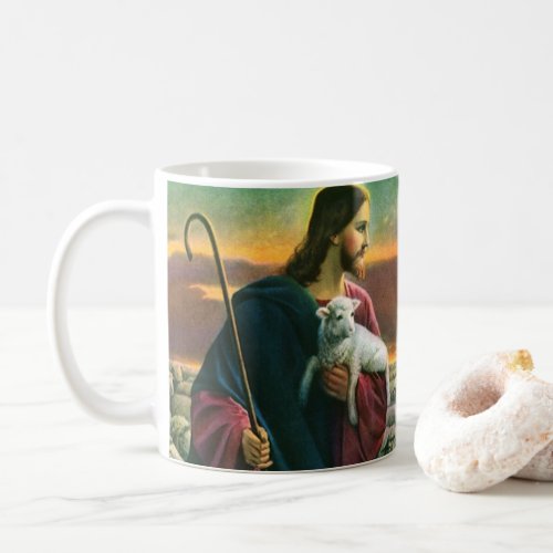 Vintage Religion Christ Good Shepherd with Flock Coffee Mug