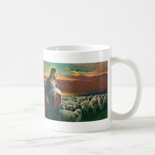Vintage Religion Christ Good Shepherd with Flock Coffee Mug