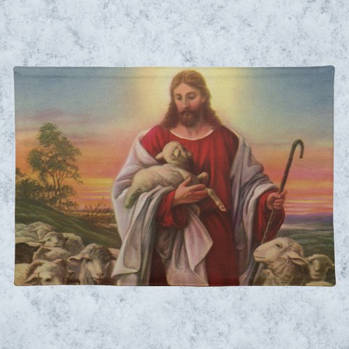 Vintage Religion Christ the Good Shepherd Flock Cloth Placemat