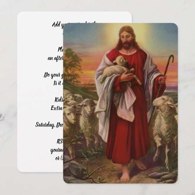 Vintage Religion, Christ the Good Shepherd Flock Invitation (Front/Back)