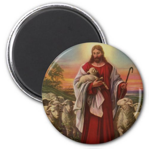 Vintage Religion Christ the Good Shepherd Flock Magnet