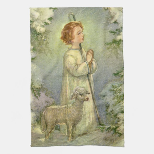 Vintage Religion, Christ the Good Shepherd Kitchen Towel (Vertical)