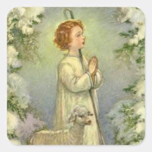 Vintage Religion, Christ the Good Shepherd Square Sticker