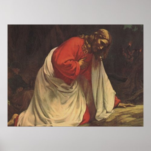 Vintage Religion Jesus Christ Garden of Gethsemane Poster