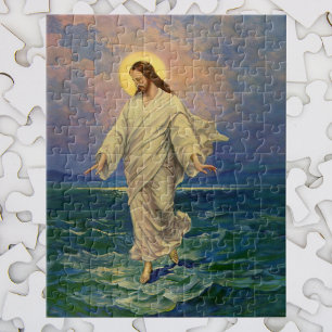 Vintage Religion, Jesus Christ is Walking on Water Jigsaw Puzzle