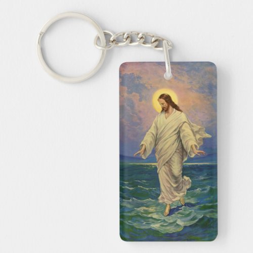 Vintage Religion Jesus Christ is Walking on Water Keychain