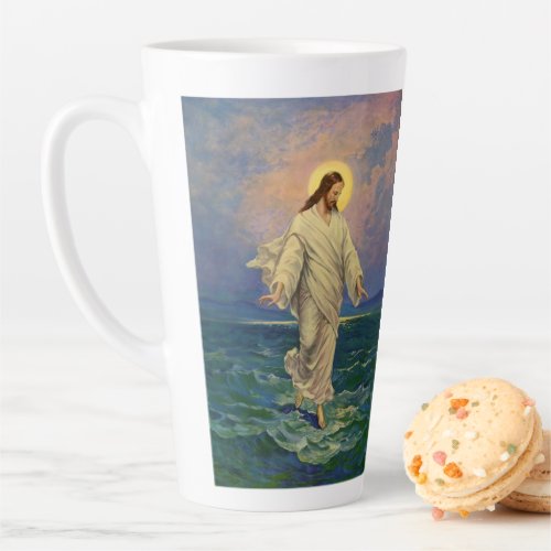 Vintage Religion Jesus Christ is Walking on Water Latte Mug