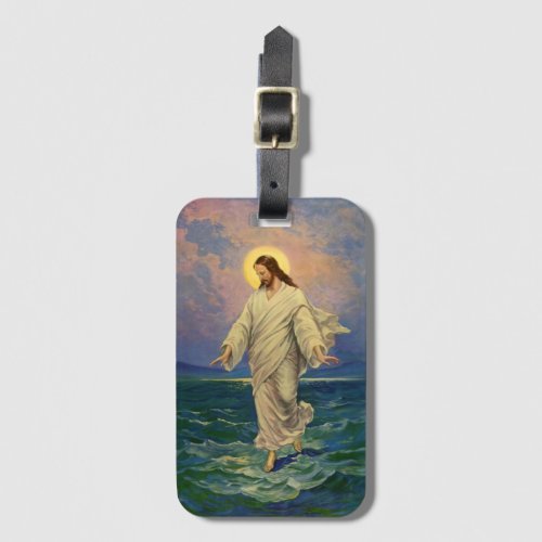 Vintage Religion Jesus Christ is Walking on Water Luggage Tag