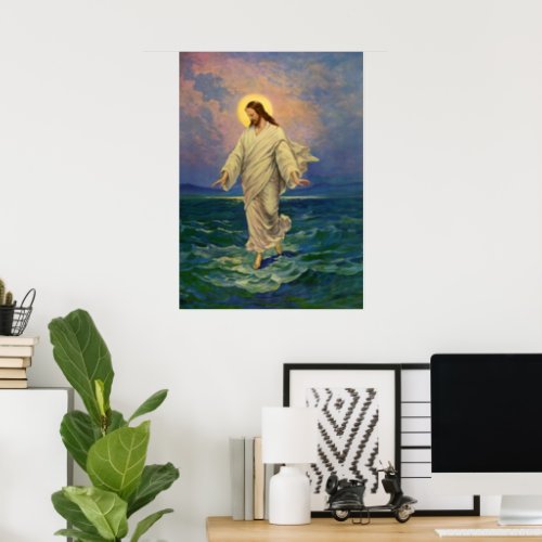Vintage Religion Jesus Christ is Walking on Water Poster