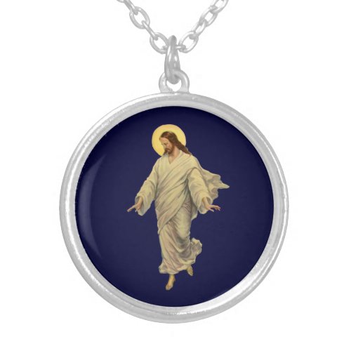 Vintage Religion Jesus Christ is Walking on Water Silver Plated Necklace