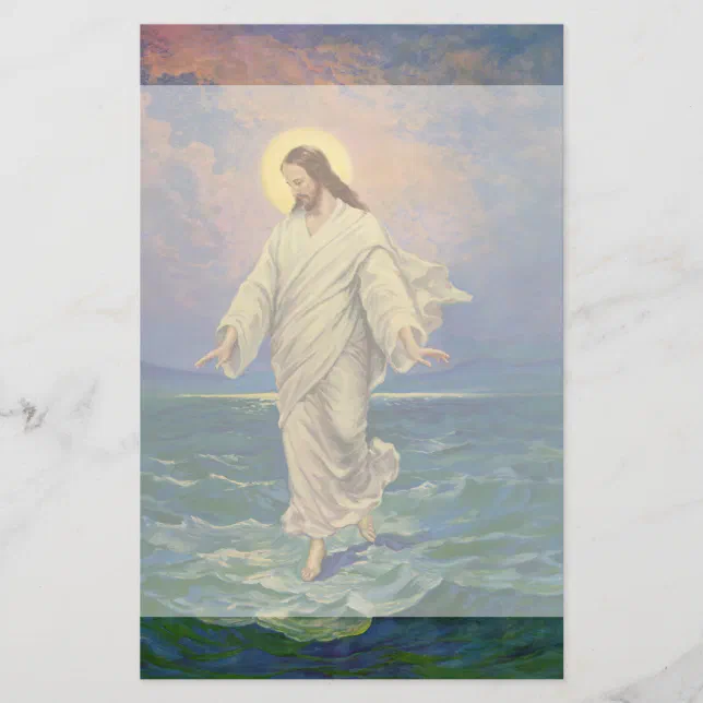Vintage Religion, Jesus Christ is Walking on Water Stationery | Zazzle