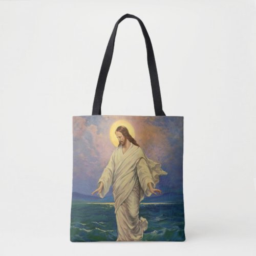 Vintage Religion Jesus Christ is Walking on Water Tote Bag