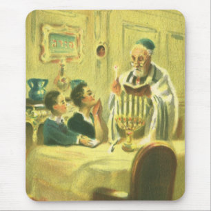 Vintage Religion, Judaism, Lighting the Menorah Mouse Pad